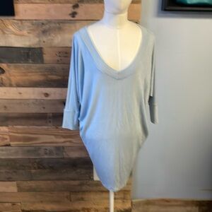 Heimious Dolman Sleeve Sweater light blue 3/4 Sleeves V-neck Oversized